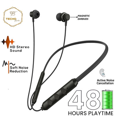 Techobucks 24 HOURS PLAYTIME HIGH BASS LONG BETTERY LIFE BLUETOOTH Bluetooth Headset Bluetooth(Black, In the Ear)