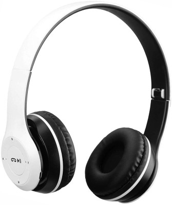 BASS BLING ™P47 Wireless Bluetooth Portable Sports Headphones Bluetooth & Wired(White, On the Ear)