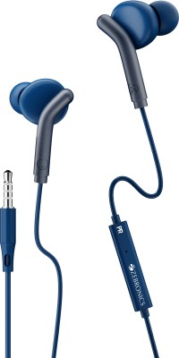 ZEBRONICS ZEB-BRO, With In-Line MiC, 3.5mm Jack, 10mm drivers, Compatible for Phone/Tablet Wired(Blue, In the Ear)