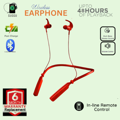 SYARA Neckband Bluetooth headset 235 Pro 48Hrs Playtback With Fast Charging GO18 Bluetooth(Red, True Wireless)