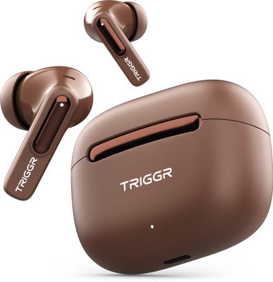 TRIGGR Arcus One 60H Battery, 4 Mic ENC, Dual Pairing, Rubber Grip, 13mm Drivers, v6.0 Bluetooth(Cocoa Brown, True Wireless)