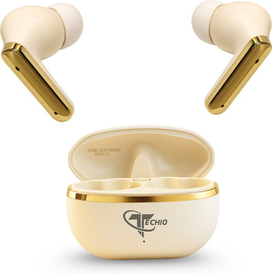 TECHIO AirStream ENC Earbuds, 40Hr Battery, 13mm Drivers,Touch Control Bluetooth(White, True Wireless)
