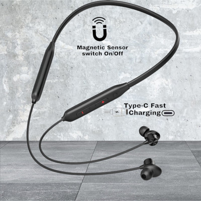 GDS Pro Neckband With Upto 48 Hours Playback & Fast Charging Earphone_W4 Bluetooth & Wired(Black, In the Ear)