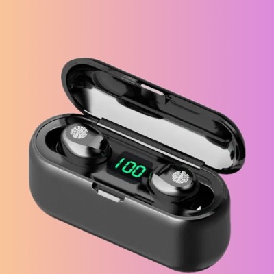 FRONY T7k_F9 Wireless Earbuds with Bluetooth 5.0 & Digital Display Bluetooth Gaming Headset(Black, In the Ear)