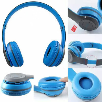 RECTITUDE New Arrival Wireless Headphone Bluetooth with Mic Bluetooth Headset Bluetooth & Wired(Blue, On the Ear)