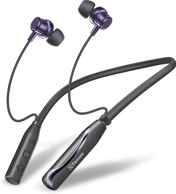 TP TROOPS Neckband Bluetooth Headphones with 55 Hours Playtime with 10mm Drivers, BT 5.3v Bluetooth & Wired(Purple, In the Ear)