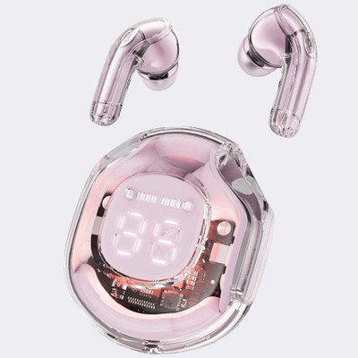 TARECON Stylish Gaming Earbuds with Transparent Case, Type-C Fast Charge, BT 5.3 Bluetooth(Pink, In the Ear)
