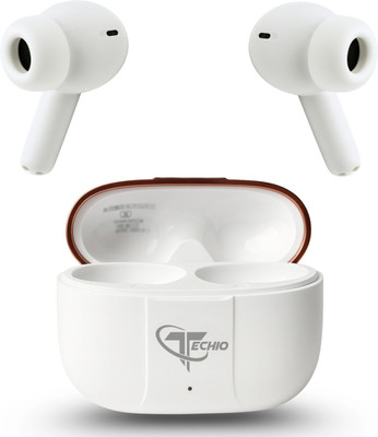 TECHIO BeatBlaze Ultra Wireless with Comfort and ENC Calling 40Hr Playback Bluetooth(White, True Wireless)