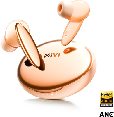 Mivi Superpods Opera ANC, 60Hrs PT, Spatial Audio, 35dbANC , Hi-Res & LDAC,Fast Chg. Bluetooth(Popular Peach, True Wireless)