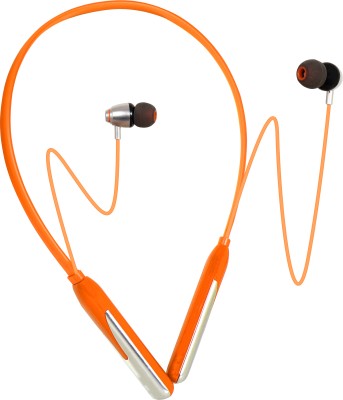 RZG 45Hrs Platime High Bass With IC Protection Wireless headphone Bluetooth Headset(Orange, Silver, In the Ear)