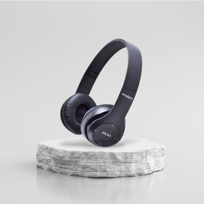 AIZINA Wireless Headset (Gaming) with Robust Bass and Over-Ear Comfort_WV Bluetooth & Wired(Black, On the Ear)