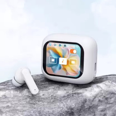 Waunset Display earbuds Touch Screen Bluetooth Earbuds TWS Cancelling ANC+ENC Bluetooth & Wired(White, True Wireless)
