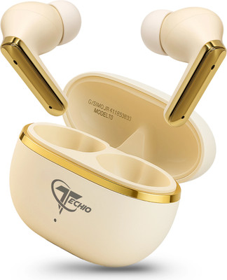 TECHIO WindPods Earbuds, 40Hr Backup, 13mm Bass, Low Latency Bluetooth(White, True Wireless)