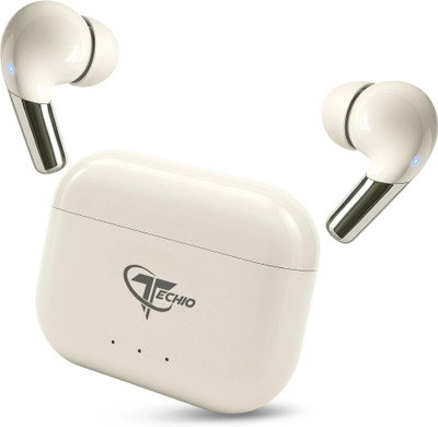 TECHIO AirNova Wireless Earbuds with Dual Mic ENC, Gaming Mode & Long Battery Bluetooth(White, True Wireless)
