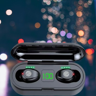 GUGGU T46_F9 Wireless Earbuds with Bluetooth 5.0 & Digital Display Bluetooth(Black, In the Ear)