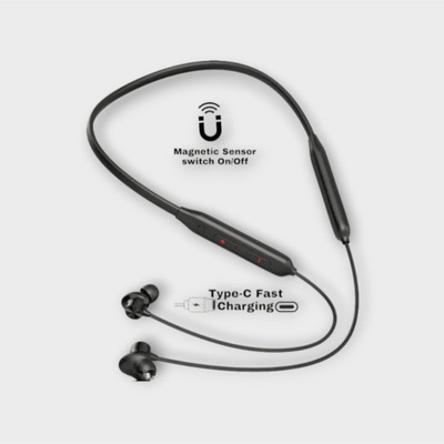 AIZINA Soundscape Wireless Neckband - Balanced Bass, High-Fidelity Audio_DG Bluetooth & Wired(Black, In the Ear)