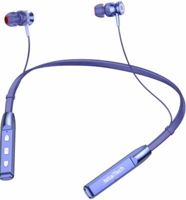 NitaiTech Gusto 80 Hours Playtime Wireless Neckband headphones Earphone Bluetooth Bluetooth(Blue, In the Ear)