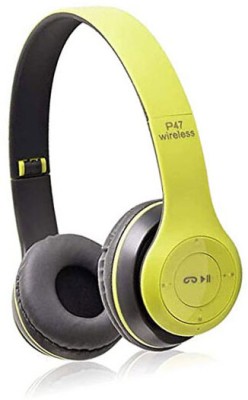 Techpunch LOUD SOUND QUALITY WIRELESS HEADPHONE WITH IN BUILD MIC, FM & MP3 FOR ALL DEVICE Bluetooth & Wired Headset(Green, On the Ear)