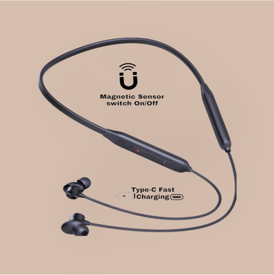 house of common Pro Neckband With Upto 48 Hours Playback & Fast Charging Earphone_89 Bluetooth & Wired(Black, In the Ear)