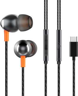 itel IEP-61 With In-line Powerful 10mm Drivers , Built-In DAC Chip & Elegant Design Wired(Black, In the Ear)