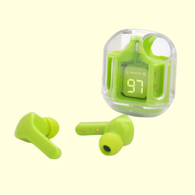 TECHMAZE T6 Ultra Pods Bluetooth Headphones Noise Canceling Translucent Design Bluetooth(Green, True Wireless)