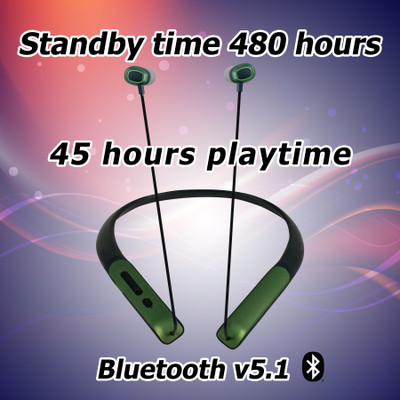 QuillQuarry 45 Hours Playtime Fast Charging Wireless Bluetooth with Mic Bluetooth(Green, Black, In the Ear)