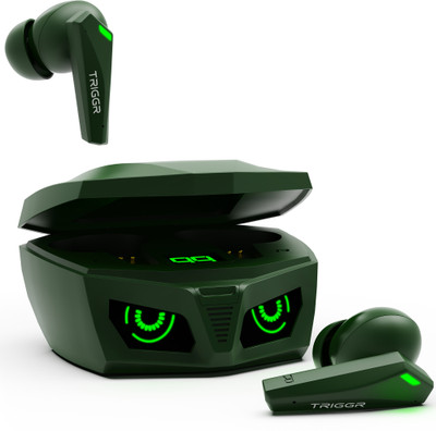 TRIGGR Kraken X1 with Battery Display, 40ms Latency, Quad Mic ENC, 40 Hr, v5.3 Bluetooth(Army Green, True Wireless)