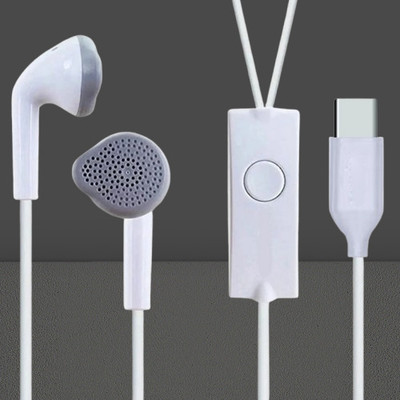 HRYFiNE Original Type-C Earphone With mic Compatible with All USB-C Smartphones Wired(White, In the Ear)
