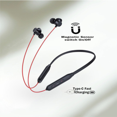 AIZINA Pro Neckband With Upto 58 Hours Playback & Fast Charging Earphone_RX Bluetooth & Wired(Red, In the Ear)