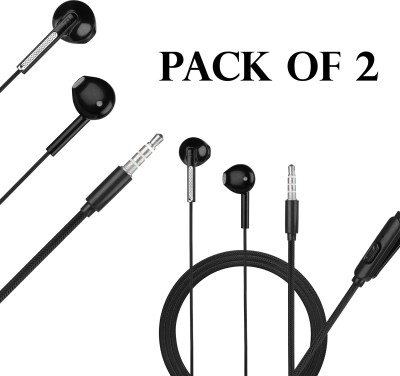 Hitage Wired Earphones with mic Super Extra Bass EB-34 (Pack of-2) Wired Headset(Black, In the Ear)