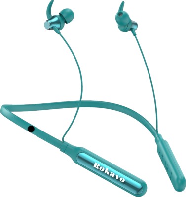 Ridamic Low Price Neckband Headphones Wireless earphone Sports Bluetooth Bluetooth Headset(Light Green neckband earbuds 30 hours battery backup neckband, In the Ear)