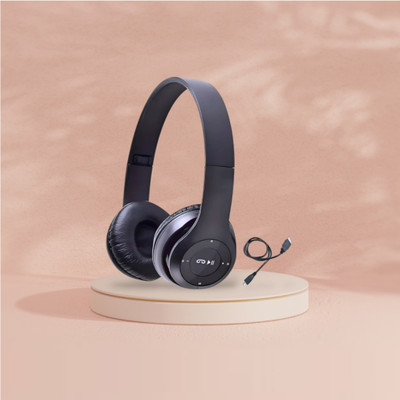 TWS Folding Bluetooth Headset with Controlled Bass Energy_KV Bluetooth & Wired(Black, On the Ear)