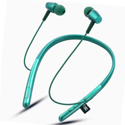 ZWOLLEX Hand-Free Neckband Earphones Fashion Mini Wireless Headset Universal Bluetooth Gaming Headset(Lite Green, Enhanced Bass, TF Card Support, Immersive LED Lights, In the Ear)