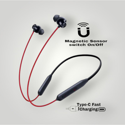 house of common 48 Hours Playtime Bluetooth Wireless Neckband Headphones Earphone_HE Bluetooth & Wired(Red, In the Ear)