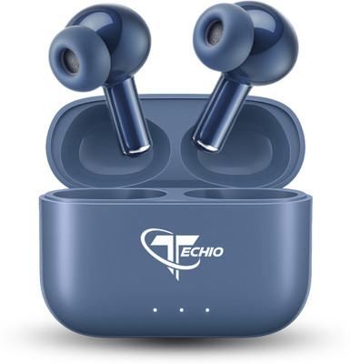 TECHIO True Bass Pods with Deep Bass Output, 6H Single Charge & Touch Bluetooth(Blue, True Wireless)