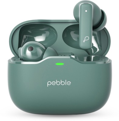 Pebble BlissBuds Ultra with Deep Bass, ANC, ENC Quad Mic, Dual Pairing, Clear Voice Bluetooth Gaming Headset(Green, In the Ear)