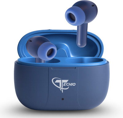 TECHIO BassStorm Pro BT 5.3 Earbuds, 40Hr Playback, 13mm Bass, ENC Bluetooth(Blue, True Wireless)