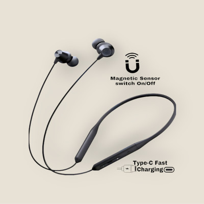 house of common Pro Neckband With Upto 48 Hours Playback & Fast Charging Earphone_4U Bluetooth & Wired(Black, In the Ear)