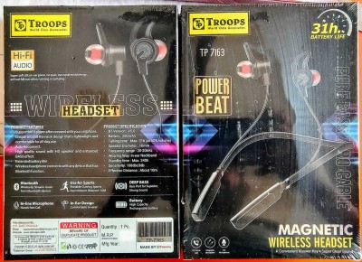 Troops WIRELESS NECKBAND BLUETOOTH 31 Hrs TP-7163 Bluetooth Headset(Black, In the Ear)