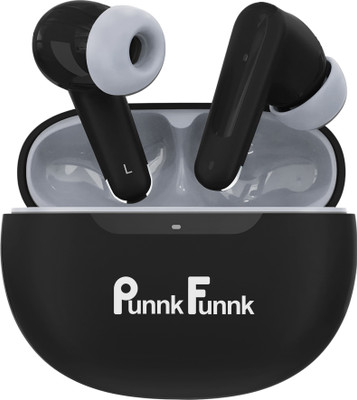 PunnkFunnk Fusion X Black Wireless Earbuds with Deep Bass & Long Battery Life Bluetooth(Black, In the Ear)