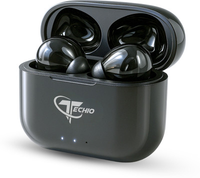 Techio Buds Xero Earbuds E6 with 50dB ANC & 50H Playtime Bluetooth(Black, True Wireless)