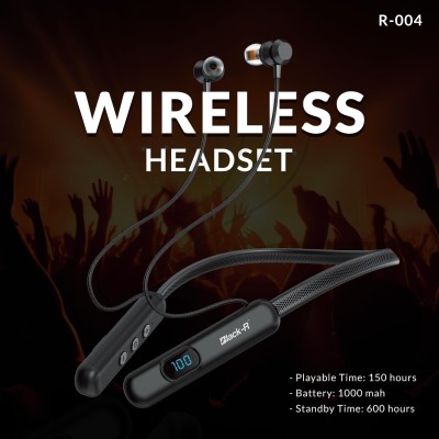 black-r Bluetooth In Ear Neckband Bluetooth Headset R-004 Wired(Black, In the Ear)