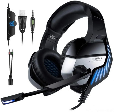 Onikuma K5 Pro Wired Gaming Headset(Black, Blue, On the Ear)