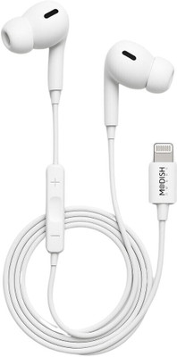 ModishOmbre Original I Audio Pro Quality Lightning Wired Earphone Supports i5 to i14 Max Pro Wired(White, With Volume Controller, In the Ear)