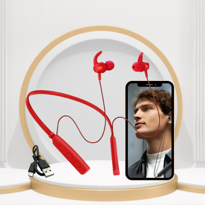 Clairbell 235 Wireless Bluetooth Neckband with Mic, Immersive Audio Upto 20H Playback P333 Bluetooth(Red, In the Ear)