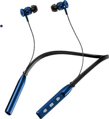 ROKAVO 2024 extra Bass neckband wireless headphone headset earphone earbuds neckband Bluetooth Headset(Nevy blue, In the Ear)