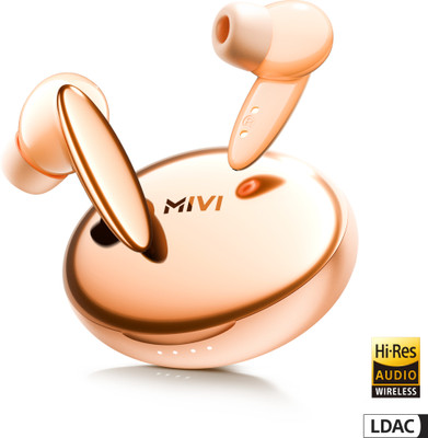 Mivi Superpods Opera, 60Hrs PT, Spatial Audio, Hi-Res & LDAC, 3D HD Audio, Fast Chg. Bluetooth(Popsicle Peach, True Wireless)
