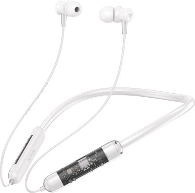 TECHFIRE Fire TF750 Neckband hi-bass Wireless Bluetooth headphone Bluetooth(White, In the Ear)