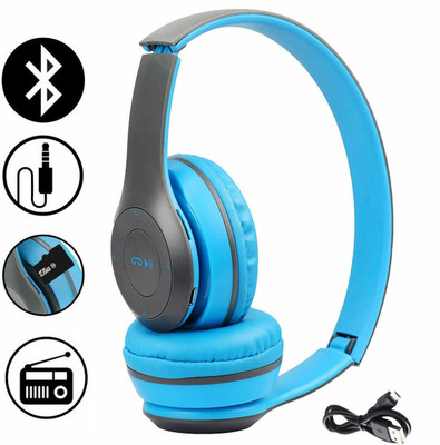 Worricow Thunder Bass Over the head Bluetooth Headset Bluetooth Headset Bluetooth(Blue, On the Ear)