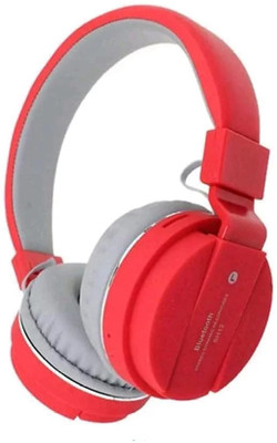 RECTITUDE SH-12 Bluetooth Over the Ear Headphone with FM and SD Card Slot with Music Bluetooth & Wired(Red, On the Ear)